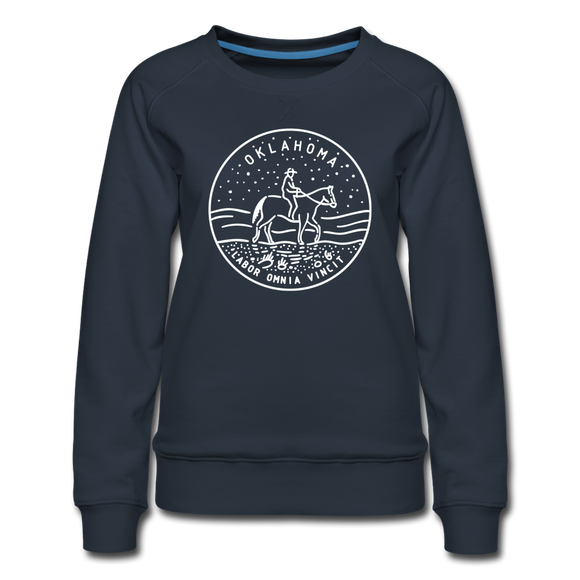 Oklahoma Women's Sweatshirt - Retro Mountain Women's Oklahoma Crewneck Sweatshirt - navy