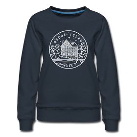 Rhode Island Women's Sweatshirt - Retro Mountain Women's Rhode Island Crewneck Sweatshirt - navy