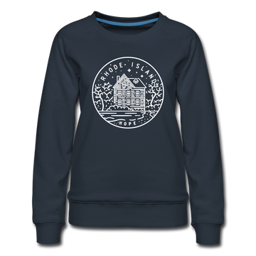 Rhode Island Women's Sweatshirt - Retro Mountain Women's Rhode Island Crewneck Sweatshirt - navy