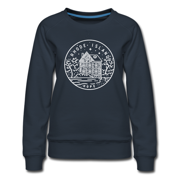 Rhode Island Women's Sweatshirt - Retro Mountain Women's Rhode Island Crewneck Sweatshirt - navy