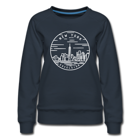 New York Women's Sweatshirt - Retro Mountain Women's New York Crewneck Sweatshirt - navy