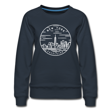 New York Women's Sweatshirt - Retro Mountain Women's New York Crewneck Sweatshirt - navy