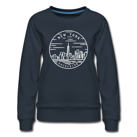 New York Women's Sweatshirt - Retro Mountain Women's New York Crewneck Sweatshirt - navy