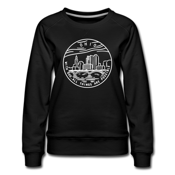 Ohio Women's Sweatshirt - Retro Mountain Women's Ohio Crewneck Sweatshirt - black