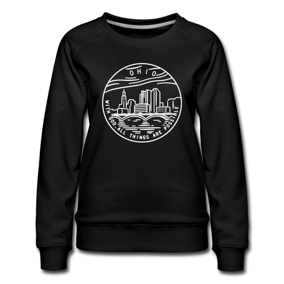 Ohio Women's Sweatshirt - Retro Mountain Women's Ohio Crewneck Sweatshirt - black