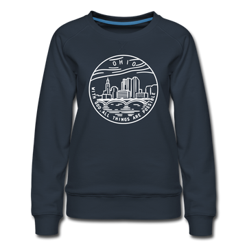 Ohio Women's Sweatshirt - Retro Mountain Women's Ohio Crewneck Sweatshirt - navy