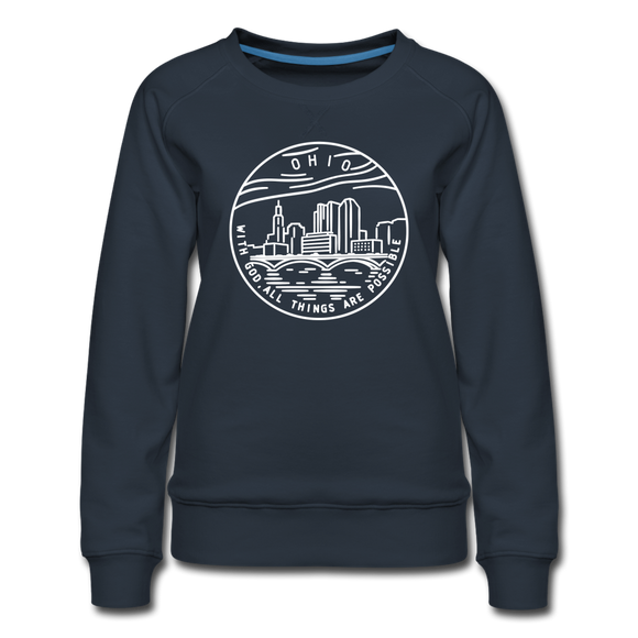 Ohio Women's Sweatshirt - Retro Mountain Women's Ohio Crewneck Sweatshirt - navy