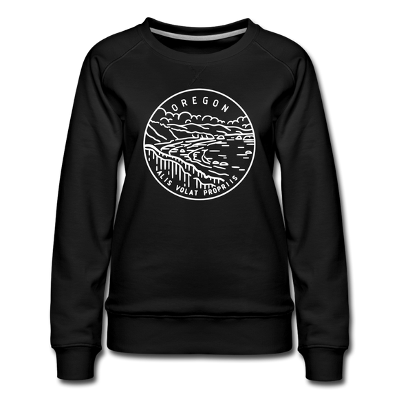 Oregon Women's Sweatshirt - Retro Mountain Women's Oregon Crewneck Sweatshirt - black