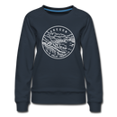 Oregon Women's Sweatshirt - Retro Mountain Women's Oregon Crewneck Sweatshirt - navy