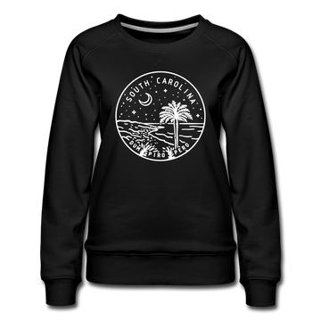 South Carolina Women's Sweatshirt - Retro Mountain Women's South Carolina Crewneck Sweatshirt - black