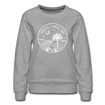 South Carolina Women's Sweatshirt - Retro Mountain Women's South Carolina Crewneck Sweatshirt - heather gray