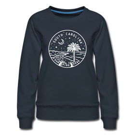 South Carolina Women's Sweatshirt - Retro Mountain Women's South Carolina Crewneck Sweatshirt - navy