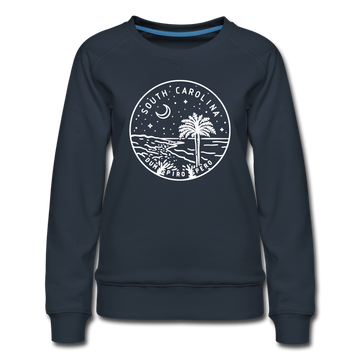 South Carolina Women's Sweatshirt - Retro Mountain Women's South Carolina Crewneck Sweatshirt - navy