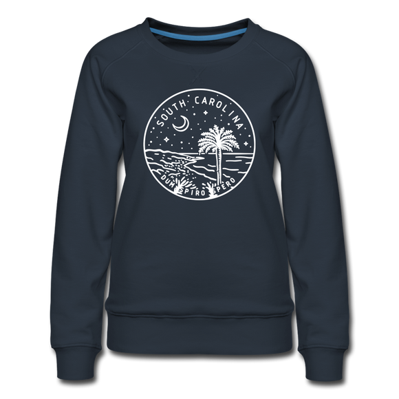 South Carolina Women's Sweatshirt - Retro Mountain Women's South Carolina Crewneck Sweatshirt - navy