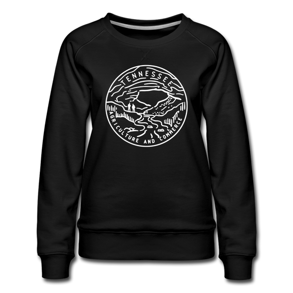 Tennessee Women's Sweatshirt - Retro Mountain Women's Tennessee Crewneck Sweatshirt - black