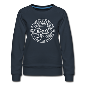 Tennessee Women's Sweatshirt - Retro Mountain Women's Tennessee Crewneck Sweatshirt - navy