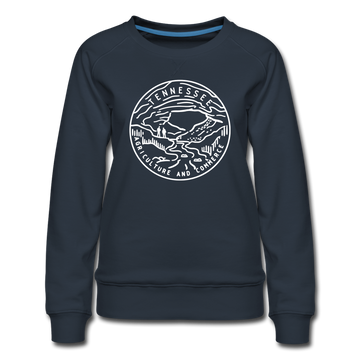 Tennessee Women's Sweatshirt - Retro Mountain Women's Tennessee Crewneck Sweatshirt - navy