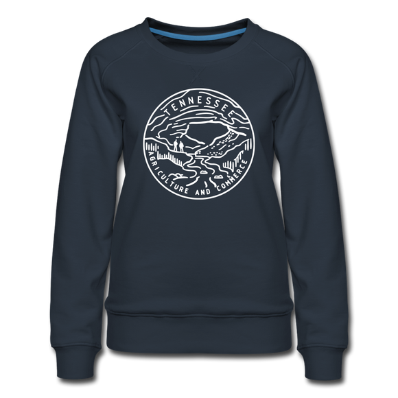 Tennessee Women's Sweatshirt - Retro Mountain Women's Tennessee Crewneck Sweatshirt - navy