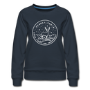 Pennsylvania Women's Sweatshirt - Retro Mountain Women's Pennsylvania Crewneck Sweatshirt - navy