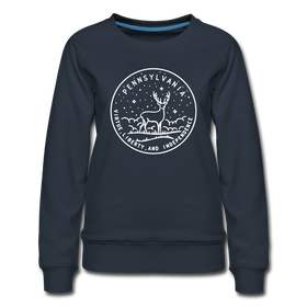 Pennsylvania Women's Sweatshirt - Retro Mountain Women's Pennsylvania Crewneck Sweatshirt - navy