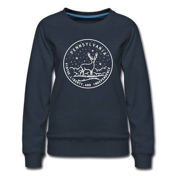 Pennsylvania Women's Sweatshirt - Retro Mountain Women's Pennsylvania Crewneck Sweatshirt - navy