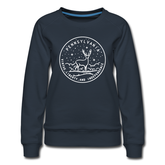 Pennsylvania Women's Sweatshirt - Retro Mountain Women's Pennsylvania Crewneck Sweatshirt - navy