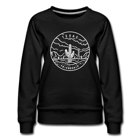 Texas Women's Sweatshirt - Retro Mountain Women's Texas Crewneck Sweatshirt - black