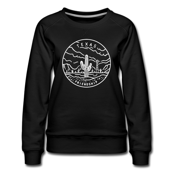 Texas Women's Sweatshirt - Retro Mountain Women's Texas Crewneck Sweatshirt - black