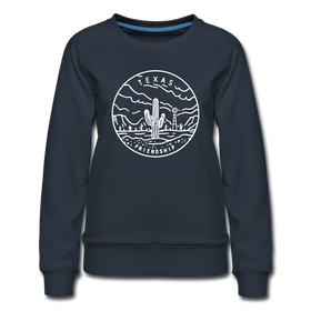 Texas Women's Sweatshirt - Retro Mountain Women's Texas Crewneck Sweatshirt - navy