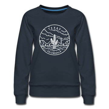 Texas Women's Sweatshirt - Retro Mountain Women's Texas Crewneck Sweatshirt - navy