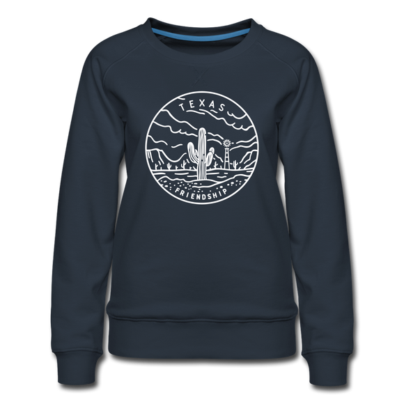 Texas Women's Sweatshirt - Retro Mountain Women's Texas Crewneck Sweatshirt - navy