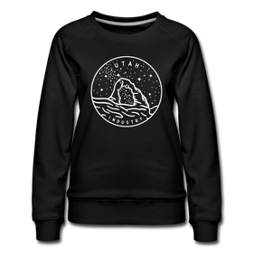 Utah Women's Sweatshirt - Retro Mountain Women's Utah Crewneck Sweatshirt - black