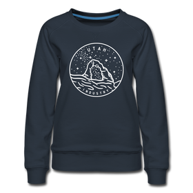 Utah Women's Sweatshirt - Retro Mountain Women's Utah Crewneck Sweatshirt - navy