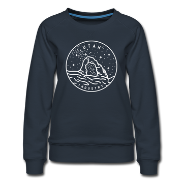 Utah Women's Sweatshirt - Retro Mountain Women's Utah Crewneck Sweatshirt - navy