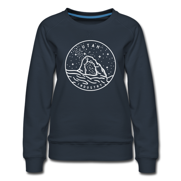 Utah Women's Sweatshirt - Retro Mountain Women's Utah Crewneck Sweatshirt - navy