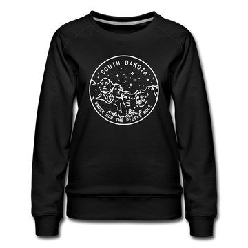 South Dakota Women's Sweatshirt - Retro Mountain Women's South Dakota Crewneck Sweatshirt - black