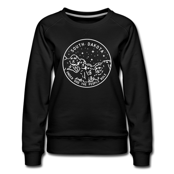 South Dakota Women's Sweatshirt - Retro Mountain Women's South Dakota Crewneck Sweatshirt - black