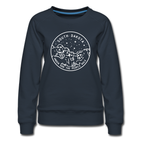 South Dakota Women's Sweatshirt - Retro Mountain Women's South Dakota Crewneck Sweatshirt - navy