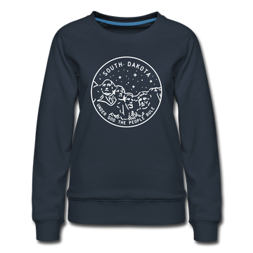 South Dakota Women's Sweatshirt - Retro Mountain Women's South Dakota Crewneck Sweatshirt - navy