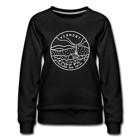Vermont Women's Sweatshirt - Retro Mountain Women's Vermont Crewneck Sweatshirt - black