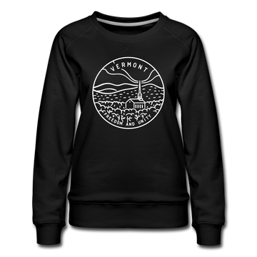 Vermont Women's Sweatshirt - Retro Mountain Women's Vermont Crewneck Sweatshirt - black