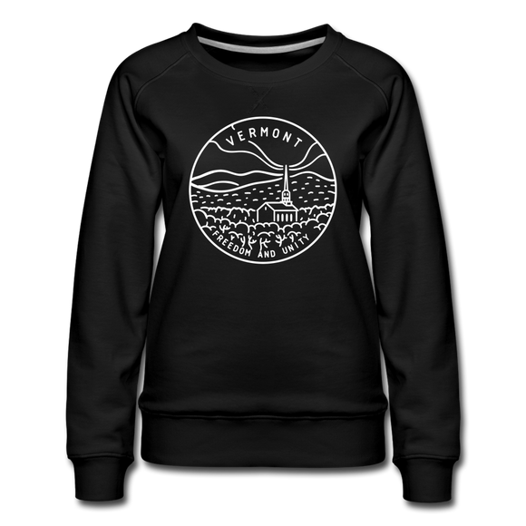 Vermont Women's Sweatshirt - Retro Mountain Women's Vermont Crewneck Sweatshirt - black