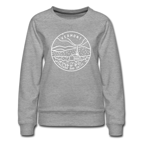 Vermont Women's Sweatshirt - Retro Mountain Women's Vermont Crewneck Sweatshirt - heather gray