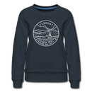 Vermont Women's Sweatshirt - Retro Mountain Women's Vermont Crewneck Sweatshirt - navy