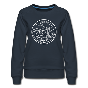 Vermont Women's Sweatshirt - Retro Mountain Women's Vermont Crewneck Sweatshirt - navy