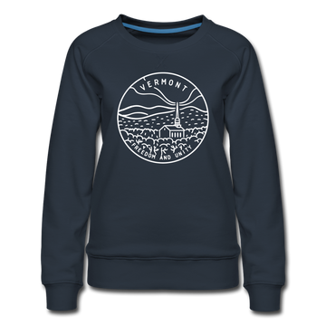 Vermont Women's Sweatshirt - Retro Mountain Women's Vermont Crewneck Sweatshirt - navy