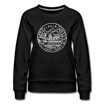 Virginia Women's Sweatshirt - Retro Mountain Women's Virginia Crewneck Sweatshirt - black