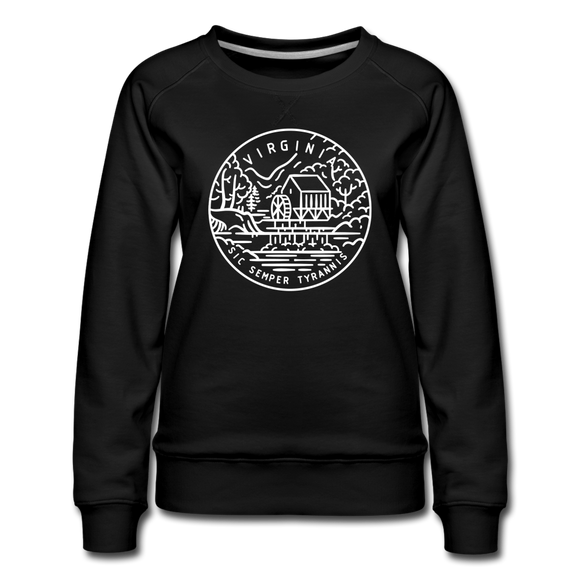Virginia Women's Sweatshirt - Retro Mountain Women's Virginia Crewneck Sweatshirt - black