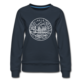 Virginia Women's Sweatshirt - Retro Mountain Women's Virginia Crewneck Sweatshirt - navy