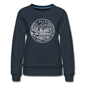 Virginia Women's Sweatshirt - Retro Mountain Women's Virginia Crewneck Sweatshirt - navy